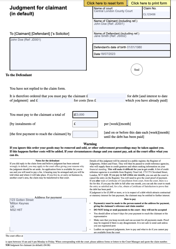 Default Judgment