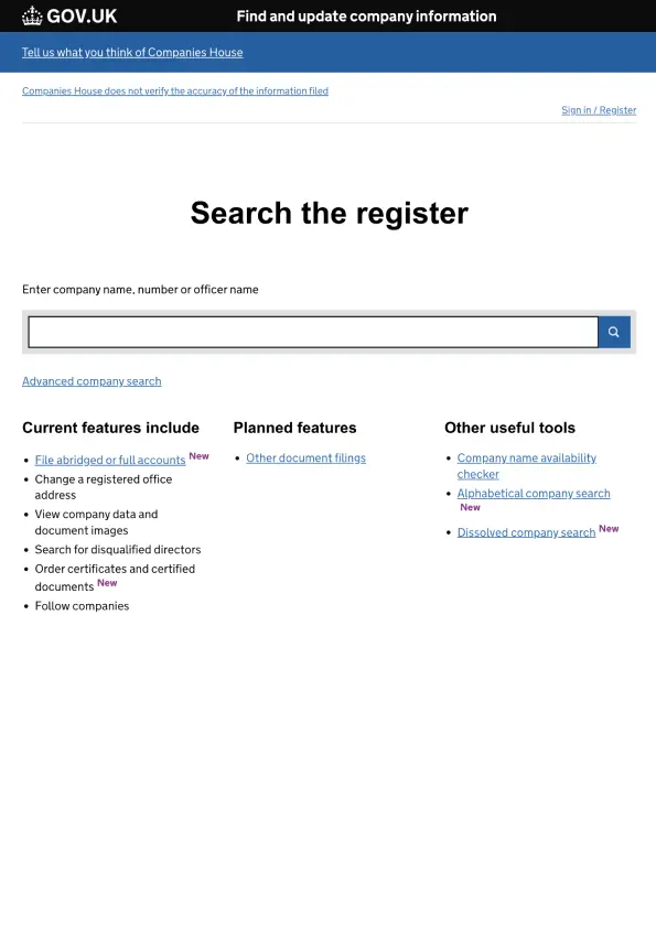 Companies House Search